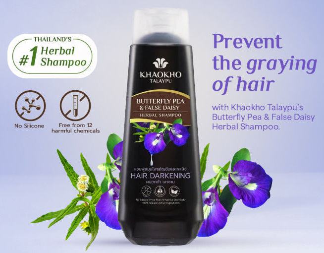 Khaokho Talaypu Herbal Shampoo - Butterly Pea and False Daisy 320 mls